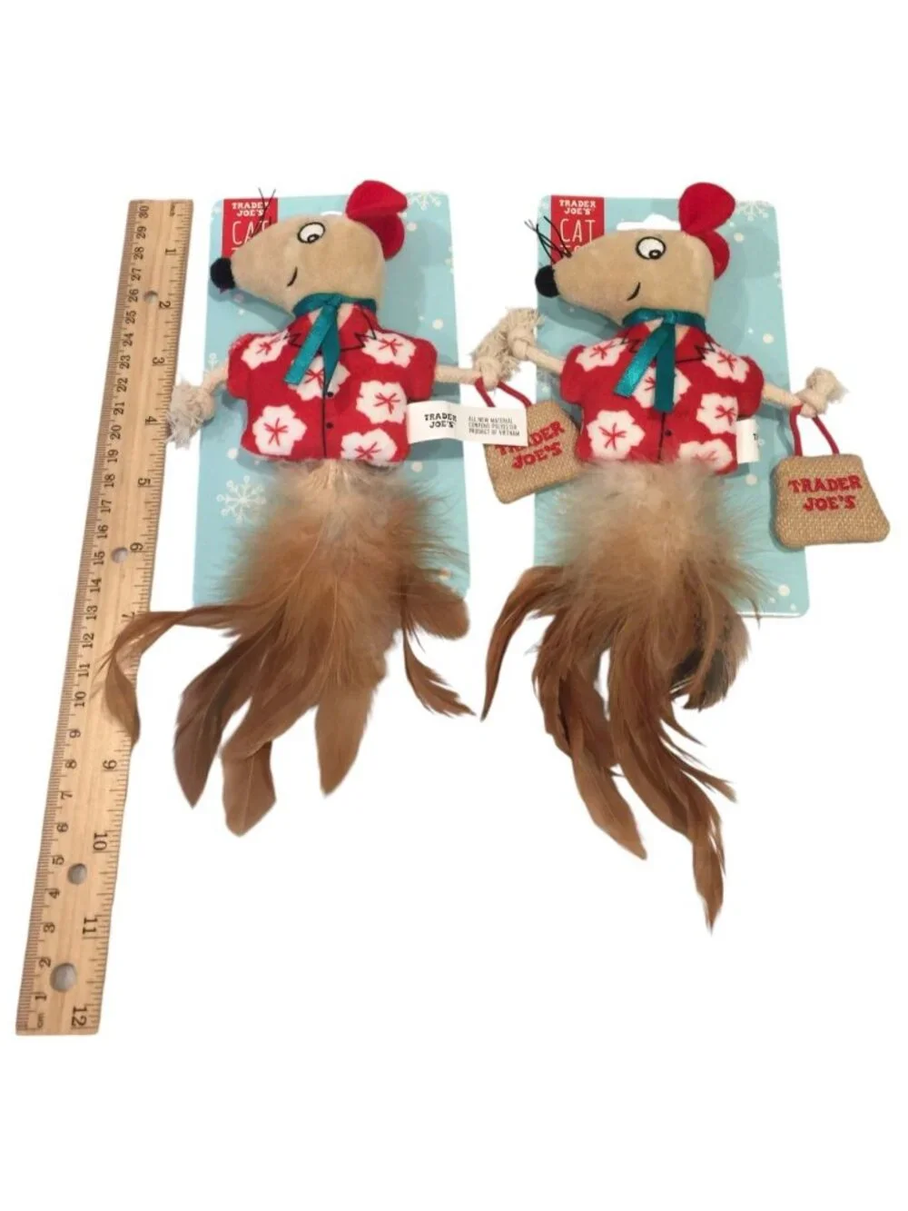 Trader Joe's 2025 Holiday Mouse with Feathers Cat Toys Set of 2